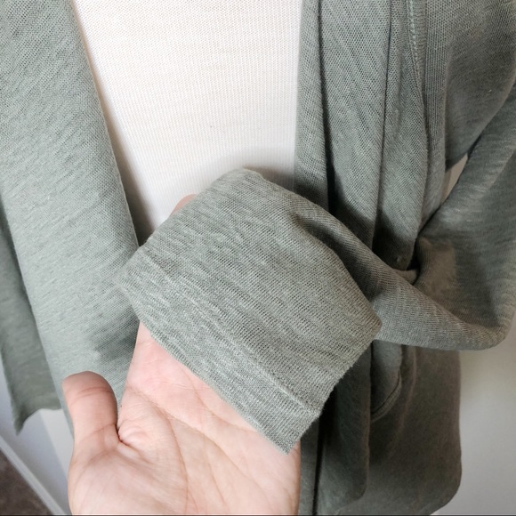 Boden Olive Green Open Front Linen Cardigan Size 4 - Picture 2 of 9